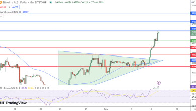 توقعات سعر البيتكوين ارتفاع إلى 46000 دولار