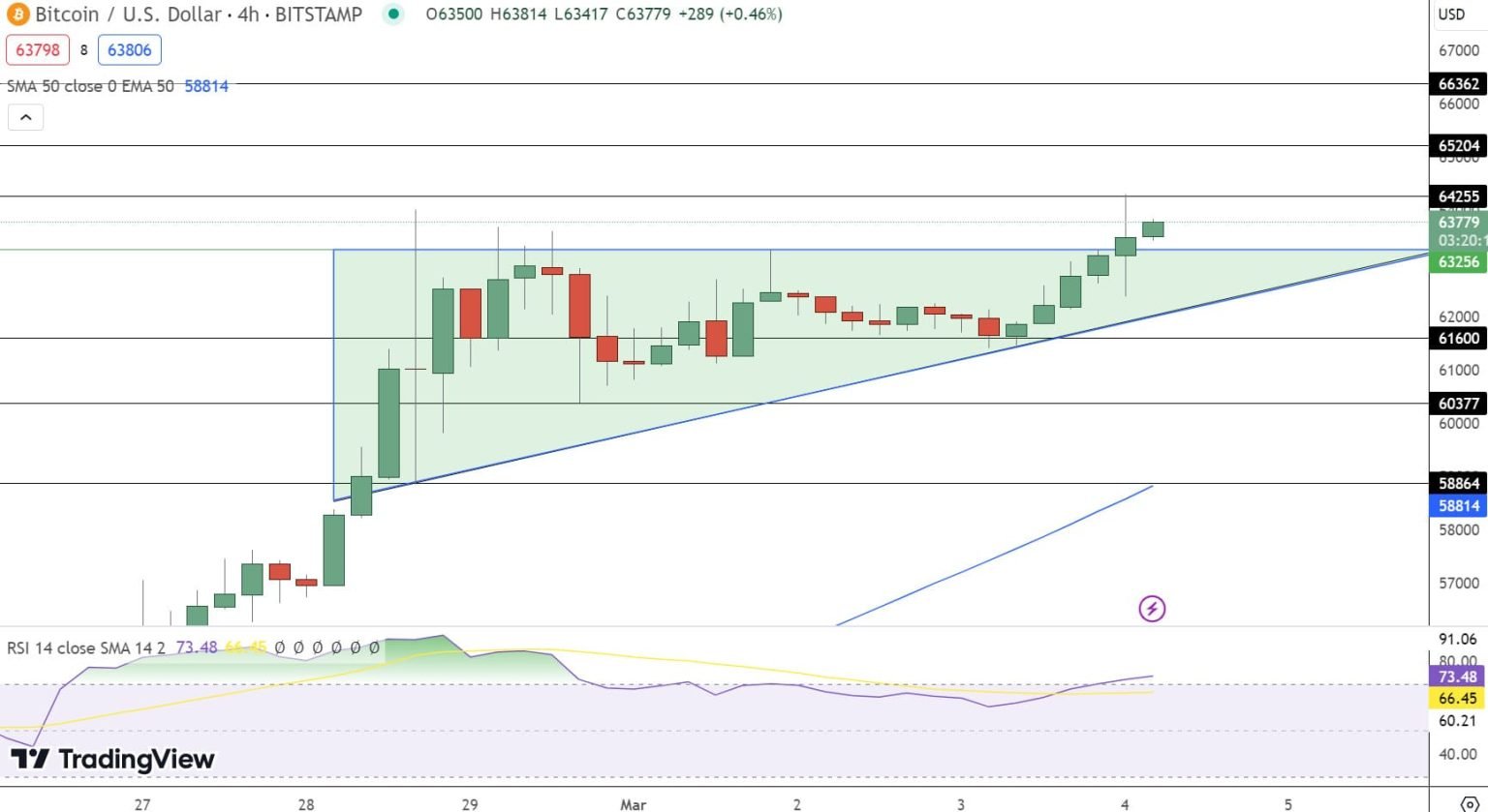 توقعات سعر البيتكوين الهدف التالي 66000 دولار؟ شائعات البيتكوين العربي